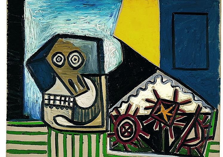 'Naturaleza muerta con cráneo y tres erizos'. (París, 1947)