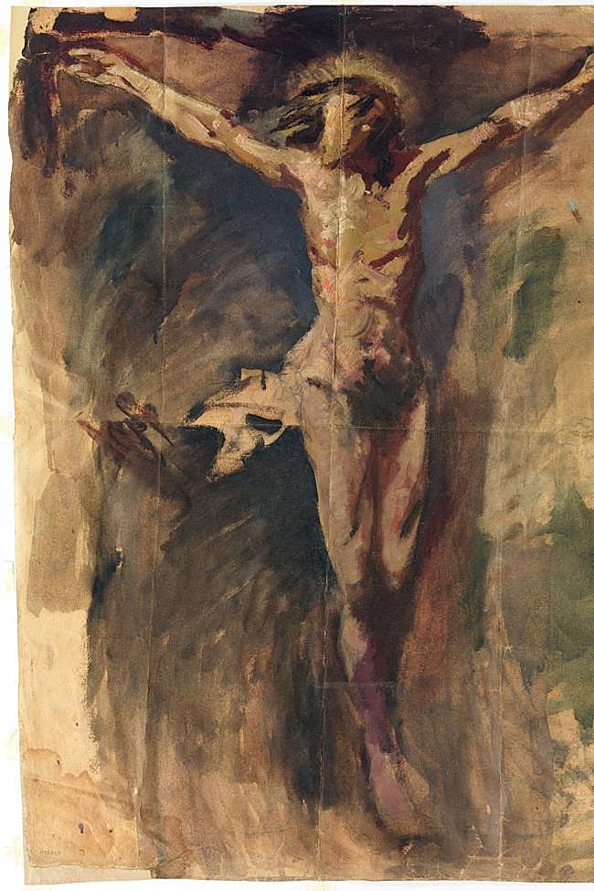 'Cristo crucificado' (Barcelona, 1987) Óleo y carboncillo sobre papel