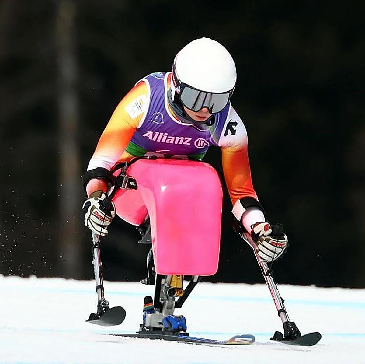 Audrey Pascual, en mitad del supergigante de la combinada alpina.