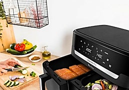 Cocina para toda la familia sin esfuerzo con la freidora de aire XXL Dual Easy Fry Moulinex