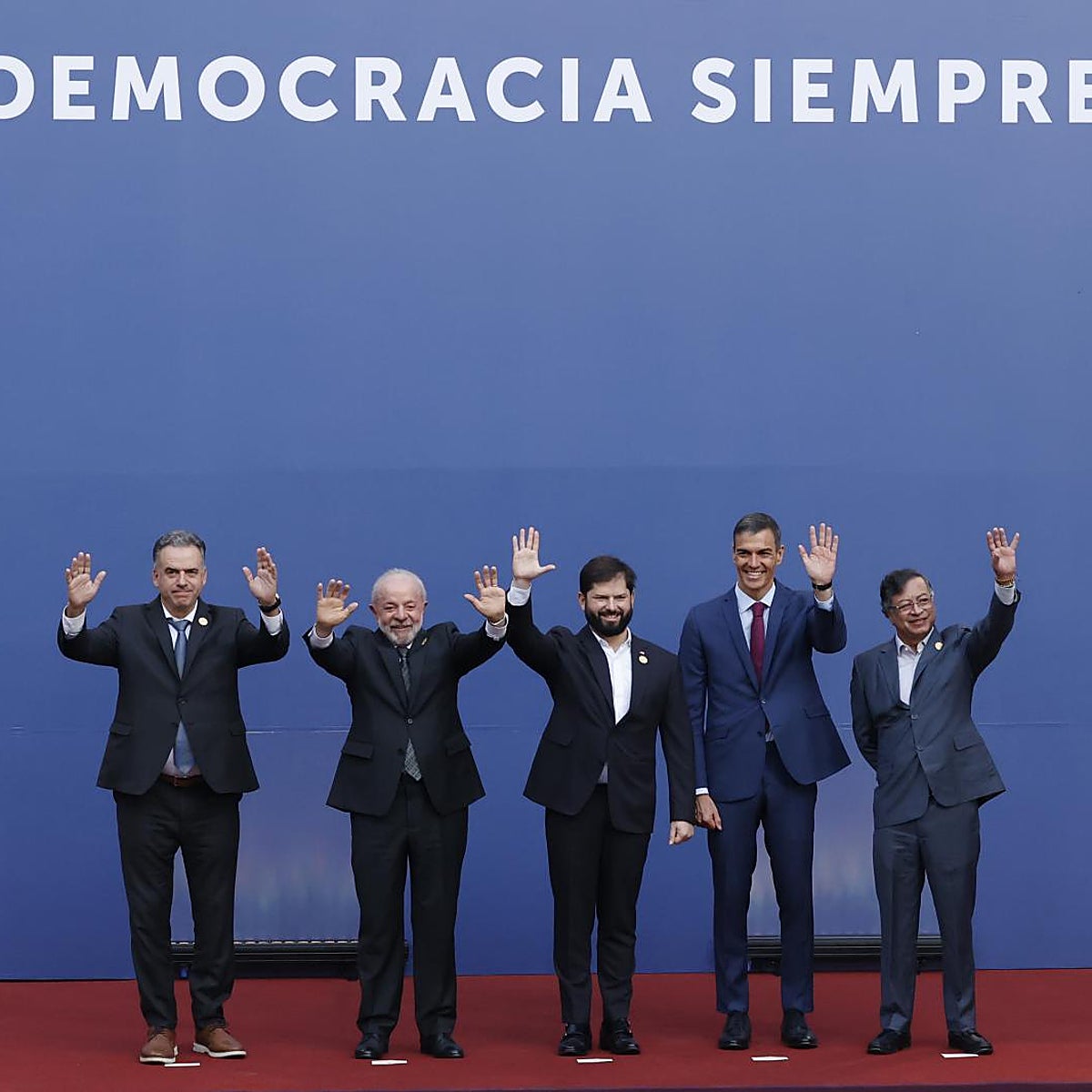 Sánchez, junto a Boric, Lula, Petro y Orsi en la II Cumbre En Defensa de la Democracia, que tuvo lugar en Chile en julio de 2023.