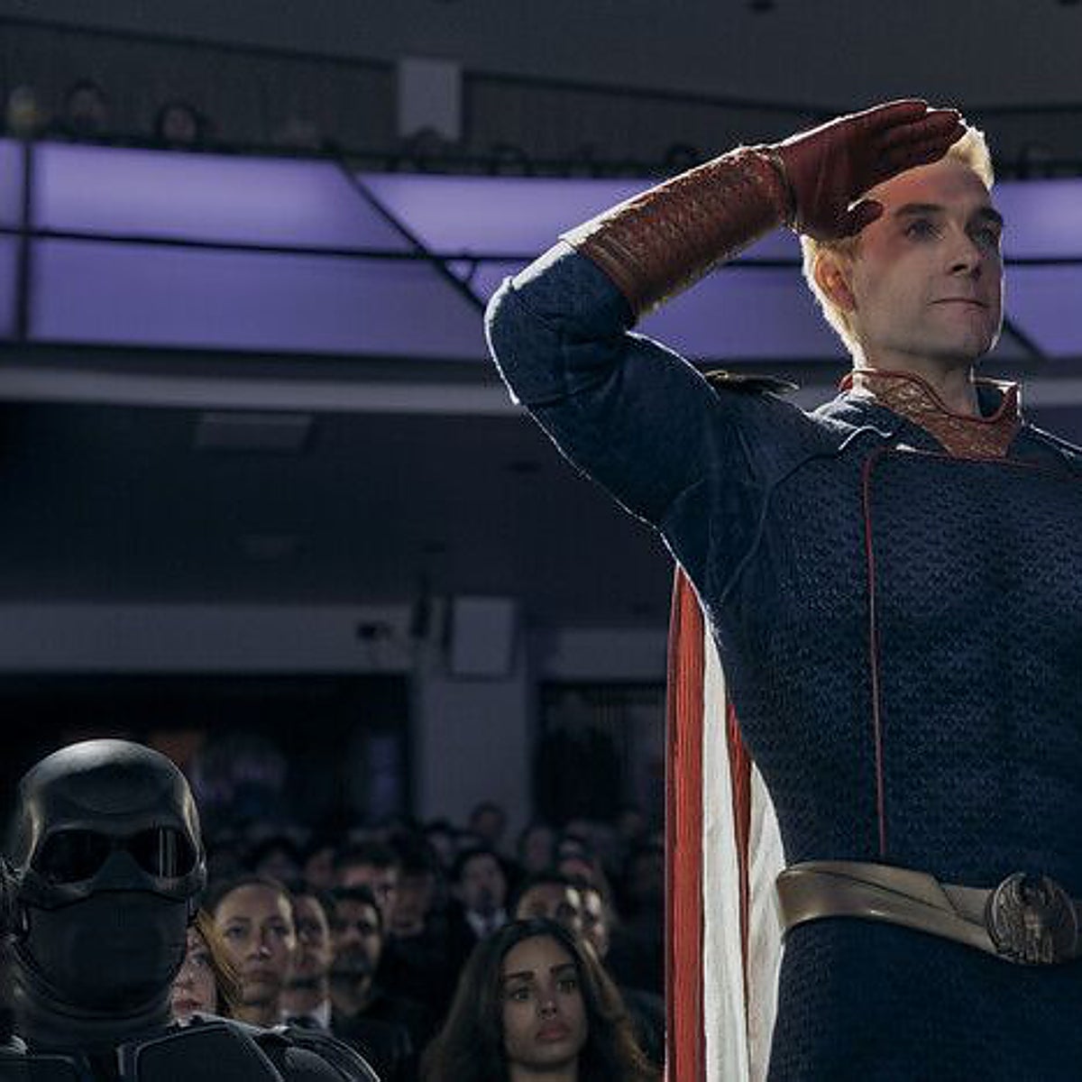 Antony Starr, como Patriota, en la última temporada de 'The Boys'.