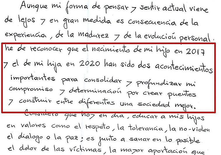 Las cartas de 'Txeroki' a sus víctimas: «El nacimiento de mis hijos fue clave para consolidar mi compromiso por una sociedad mejor»