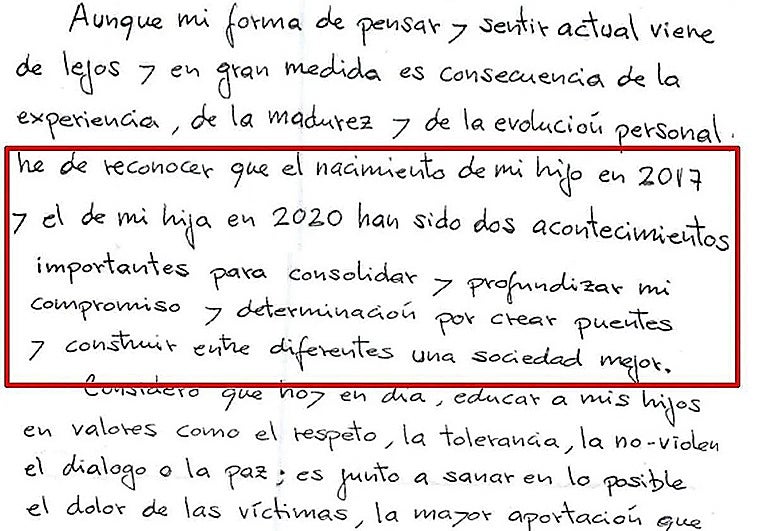 Las cartas de 'Txeroki' a sus víctimas: «El nacimiento de mis hijos fue clave para consolidar mi compromiso por una sociedad mejor»