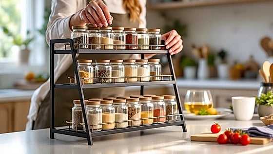 Ordena tus especias con este especiero de cocina de 24 botes con etiquetas y dosificador
