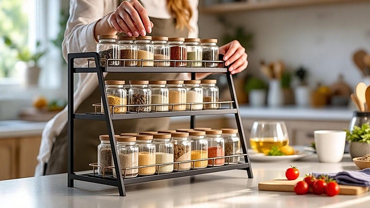 Ordena tus especias con este especiero de cocina de 24 botes con etiquetas y dosificador