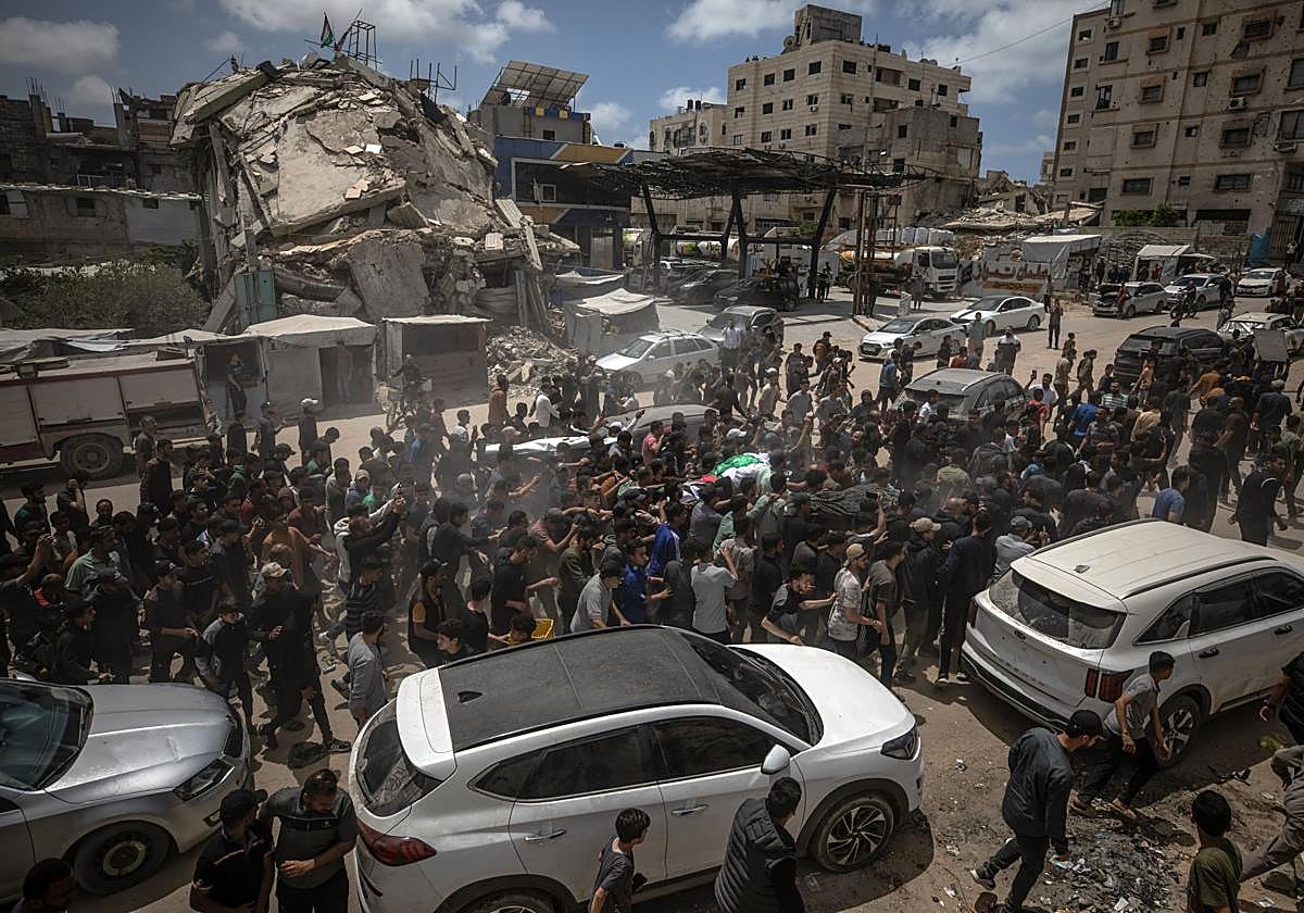 Miembros de Hamas en un funeral en Gaza.