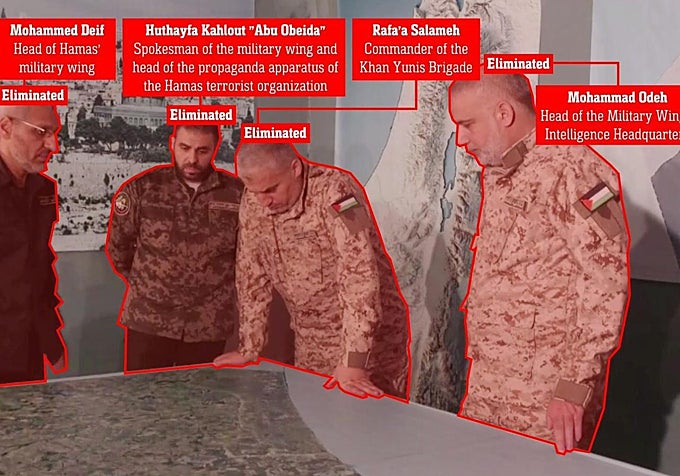 Los cuatro principales comandantes del brazo militar de Hamás abatidos por Israel.