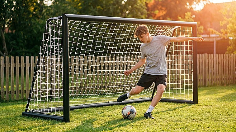 Estas porterías portátiles de Amazon son ideales para montar partidos en el jardín