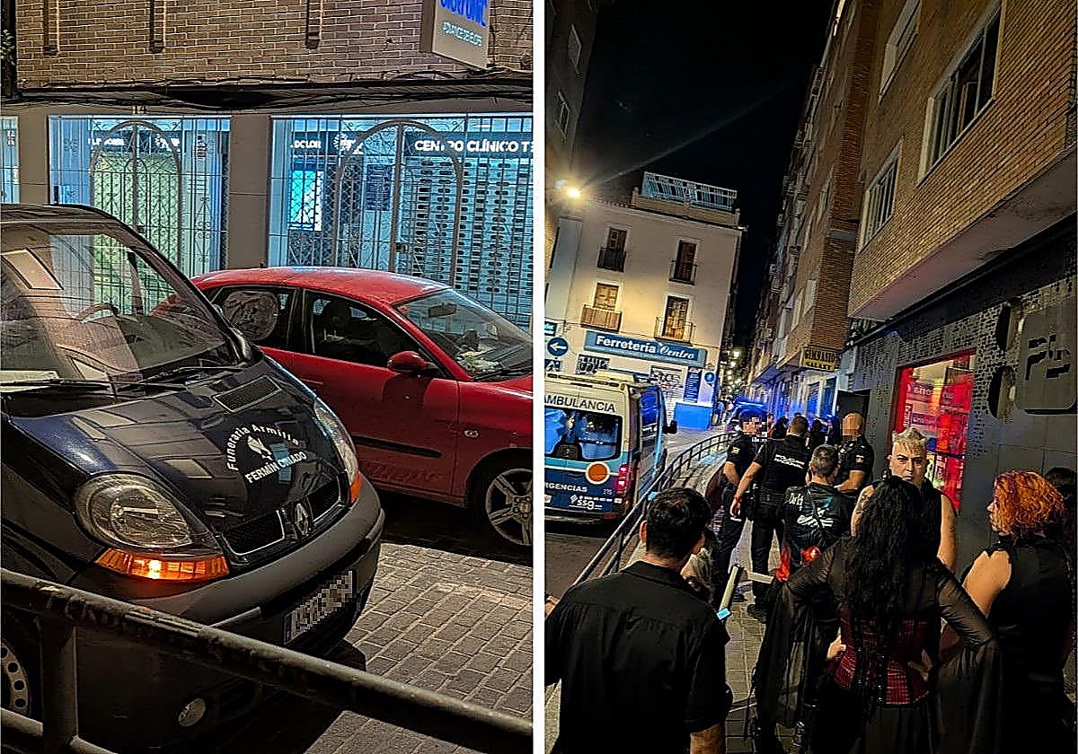 Ambulancia y funeraria a las puertas de la sala.
