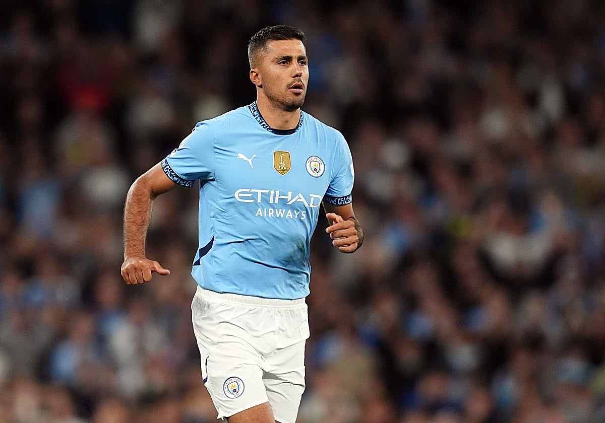 Rodri, durante un partido del Manchester City
