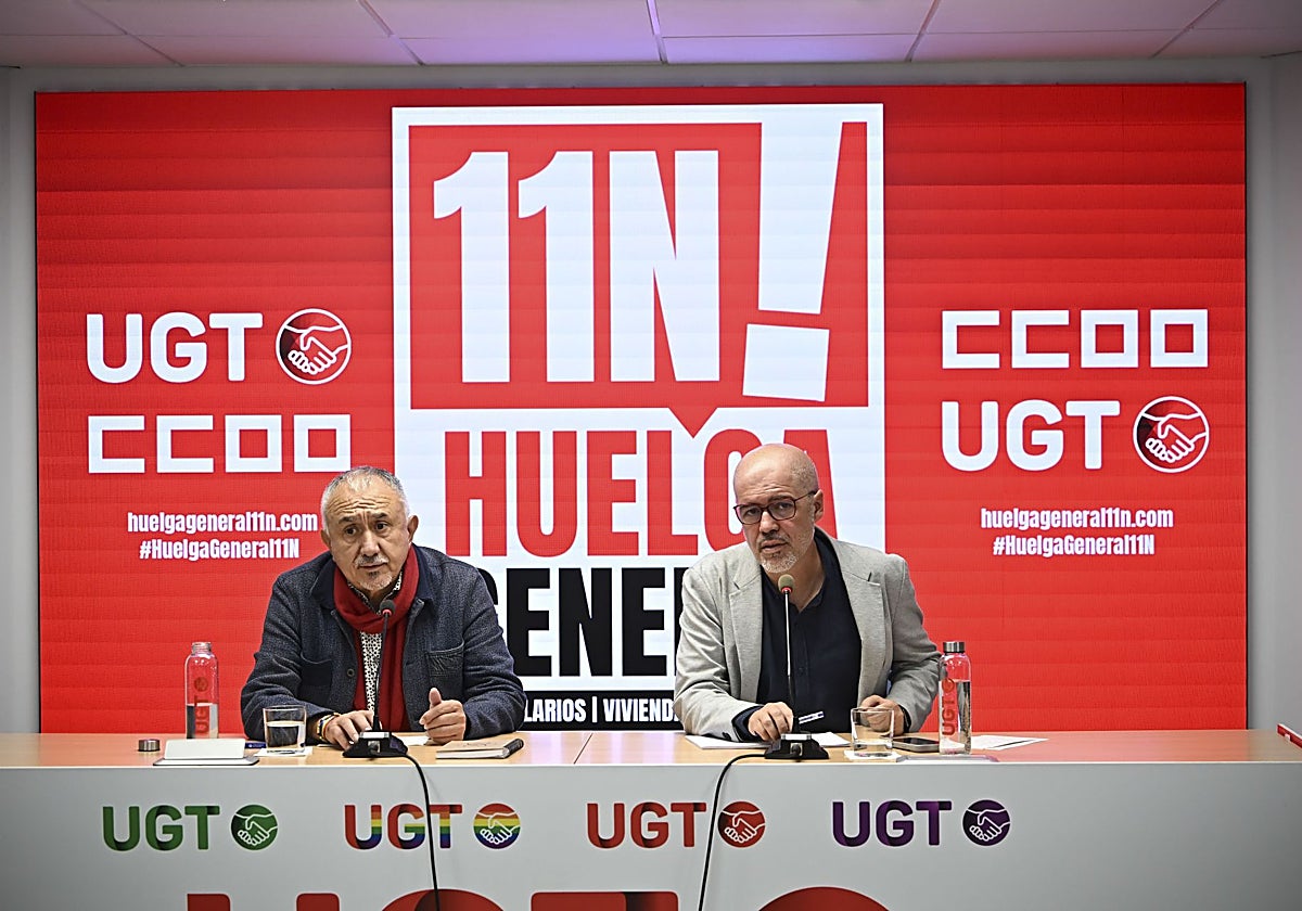 Los secretarios generales de CC OO y UGT, Unai Sordo y Pepe Álvarez.
