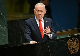 Benjamín Netanyahu, durante su discurso en la ONU.