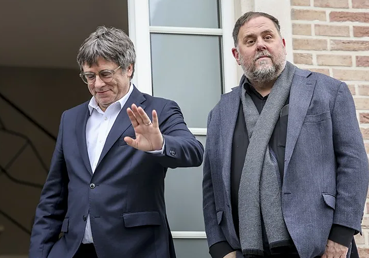 Carles Puigdemont y Oriol Junqueras en Waterloo