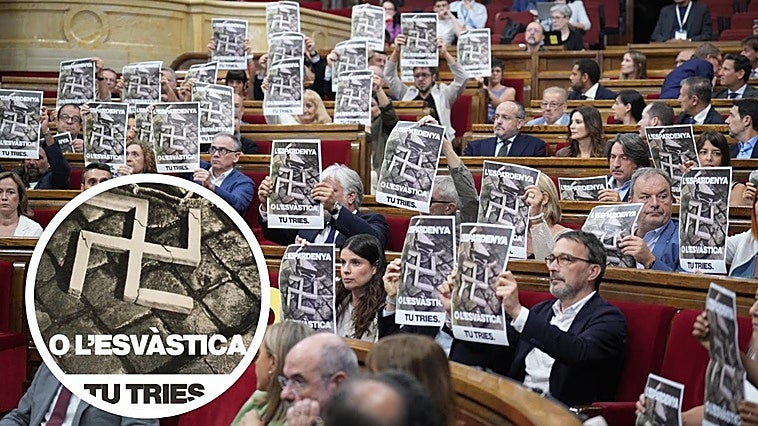 La esvástica nazi de Junts y ERC contra Orriols