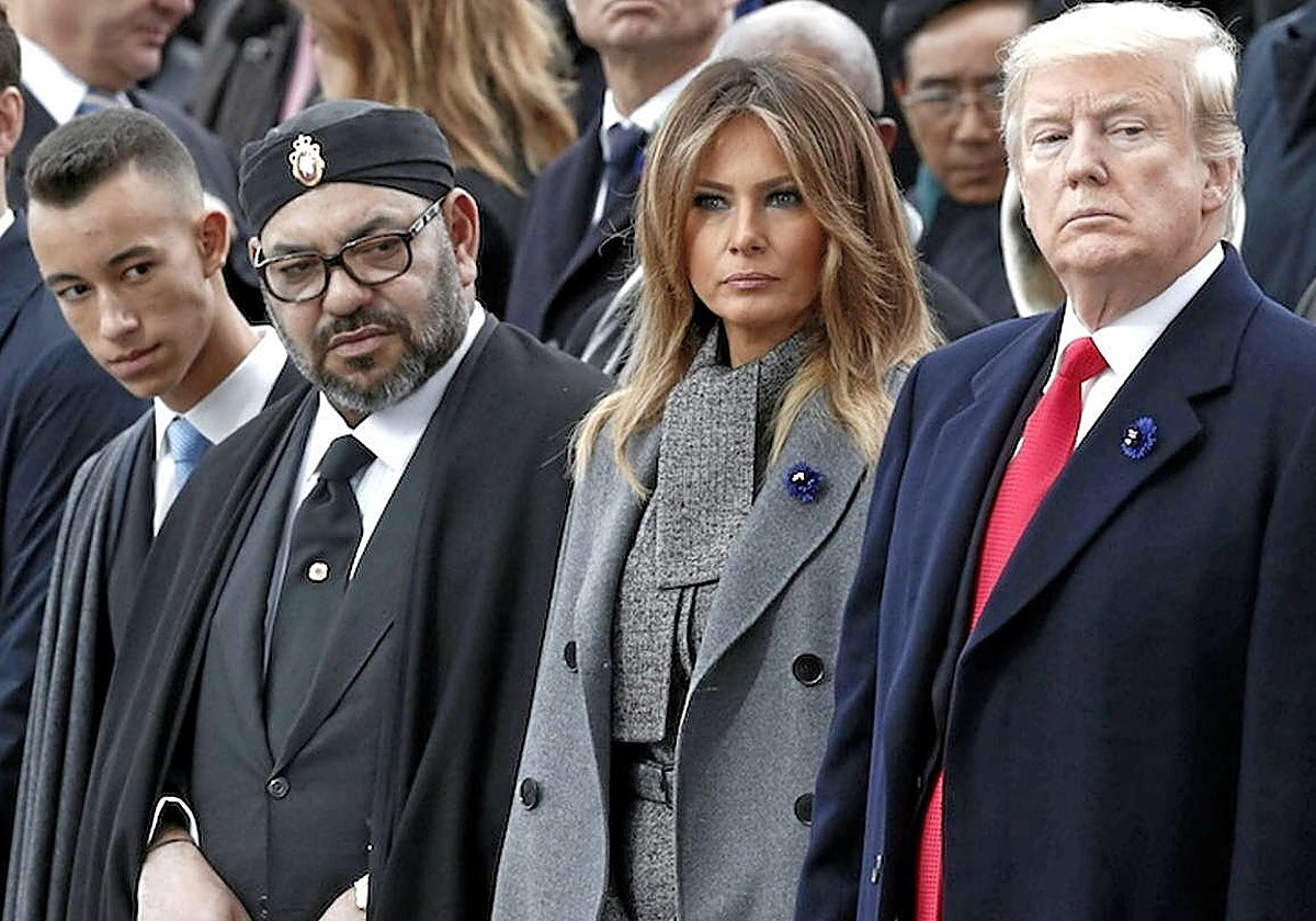 Mohamed VI y su hijo Moulay Rachid, Donald Trump y su esposa Melania, en una imagen de 2018.