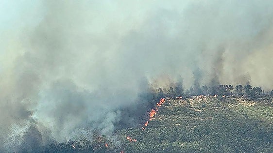 El incendio obliga a mantener el confinamiento en Casas de Millán y Grimaldo tras quemar 1.350 hectáreas