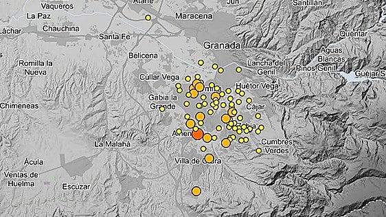Tres nuevos terremotos, dos de ellos sentidos en varias localidades, en la tarde del sábado en Granada