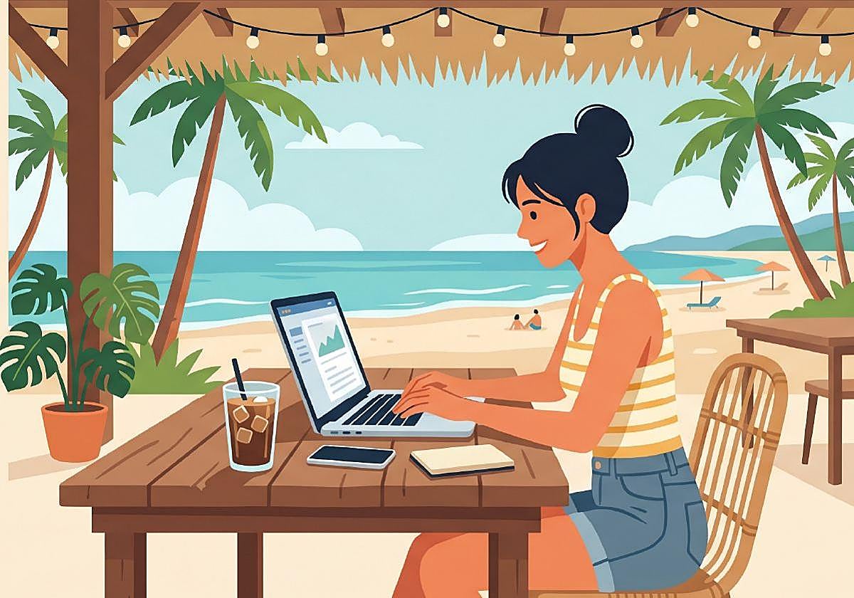 Cómo teletrabajar en la playa sin divorciarte ni enfadar al jefe