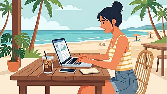 Cómo teletrabajar en la playa sin divorciarte ni enfadar al jefe