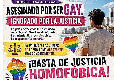 Cartel difundido para denunciar la homofobia que causó la muerte de un joven.