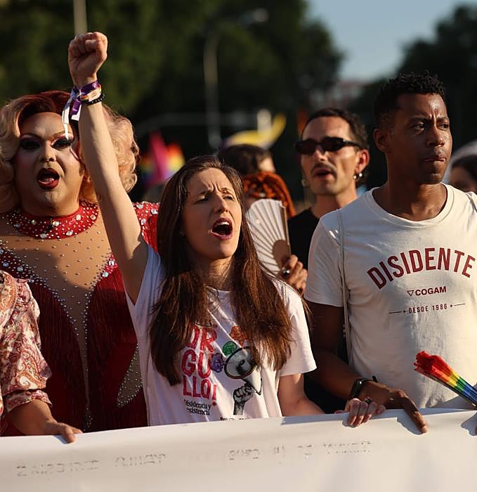 Paula Iglesias, en la manifestación LGTBI del Orgullo de Madrid.