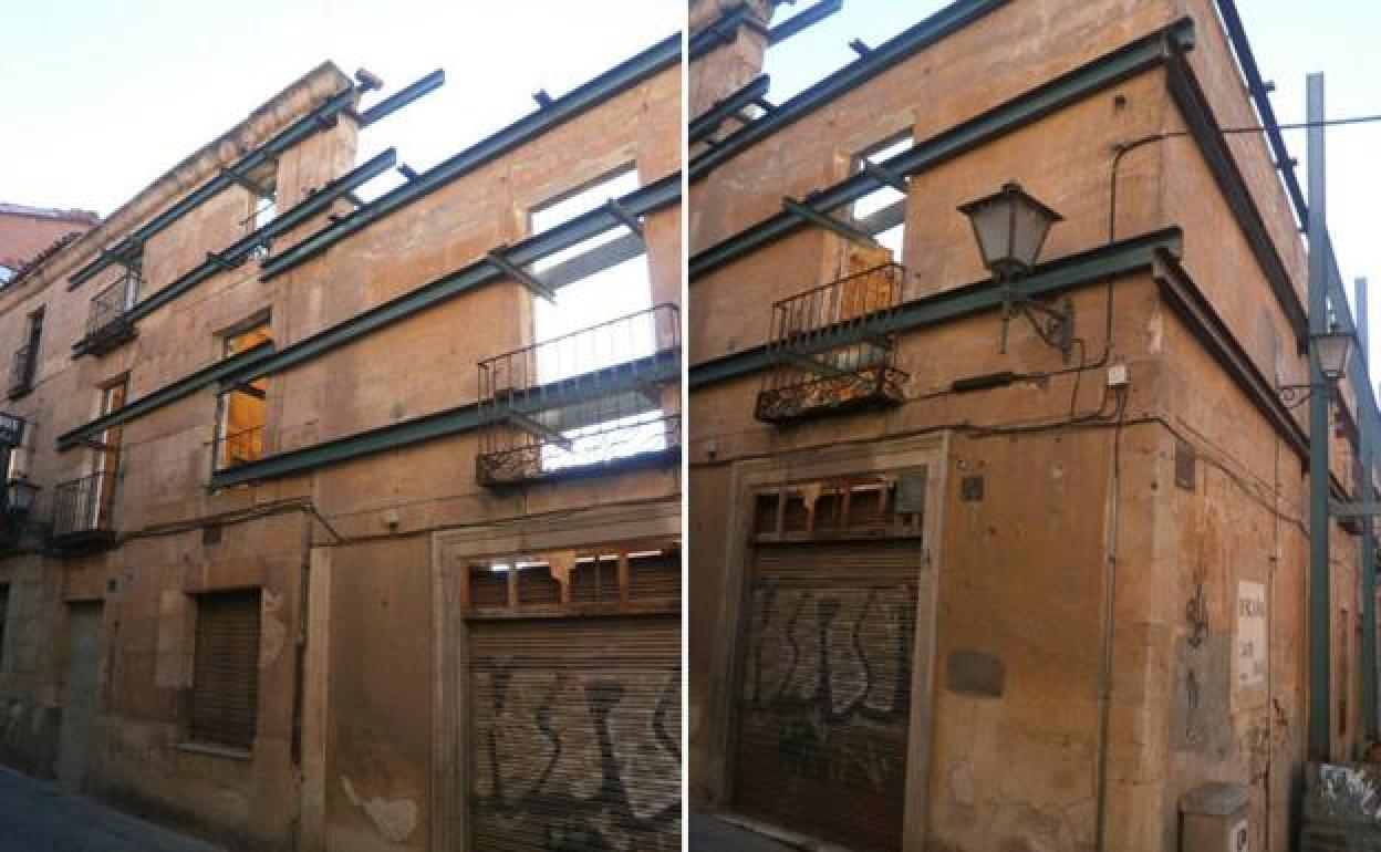 Las dos fachadas del edificio antes de su retirada