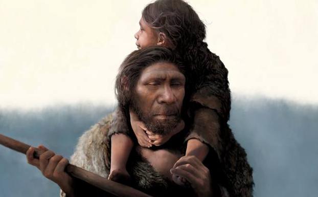 Un padre neandertal y su hija.