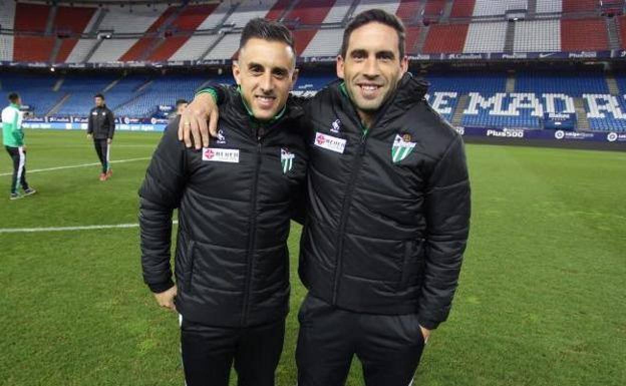 Piojo y Jonathan Martín, en el Calderón durante la eliminatoria de Copa ante el Atlético de Madrid en la campaña 2016-17. 