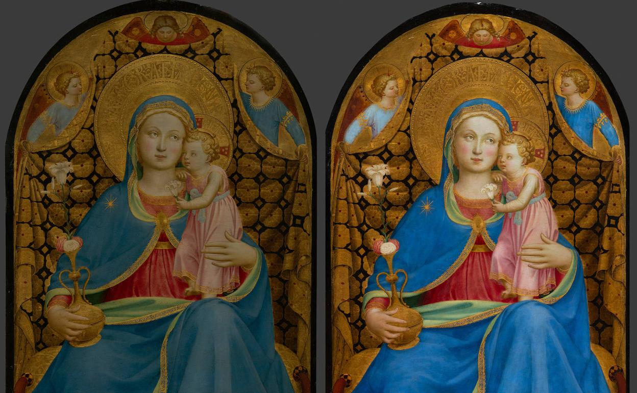 El antes y el después de la restauración de al legendaria tabla. 