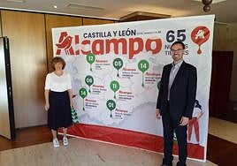 Yolanda Fernández y Óscar Monclús, durante la presentación de las nuevas tiendas.