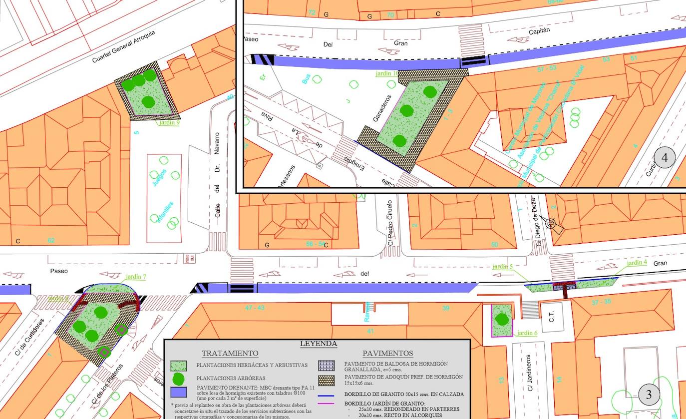 Imagen del plano de la zona donde se desarrollarán los trabajos.