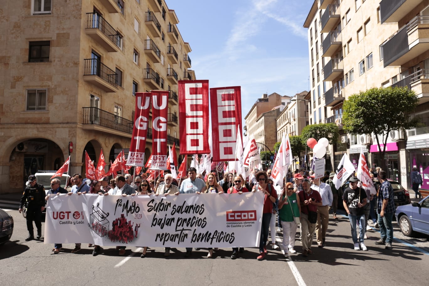 Marcha por el Día Internacional de los Trabajadores en Salamanca