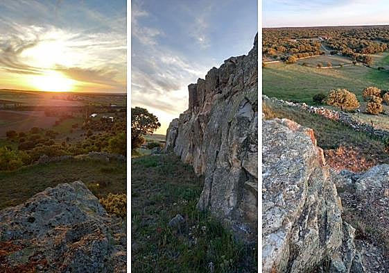 Montaje con tres imágenes de la zona del castro