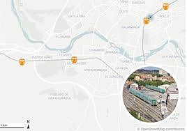 Trenes de mercancías en la terminal de Tejares-Chamberí.