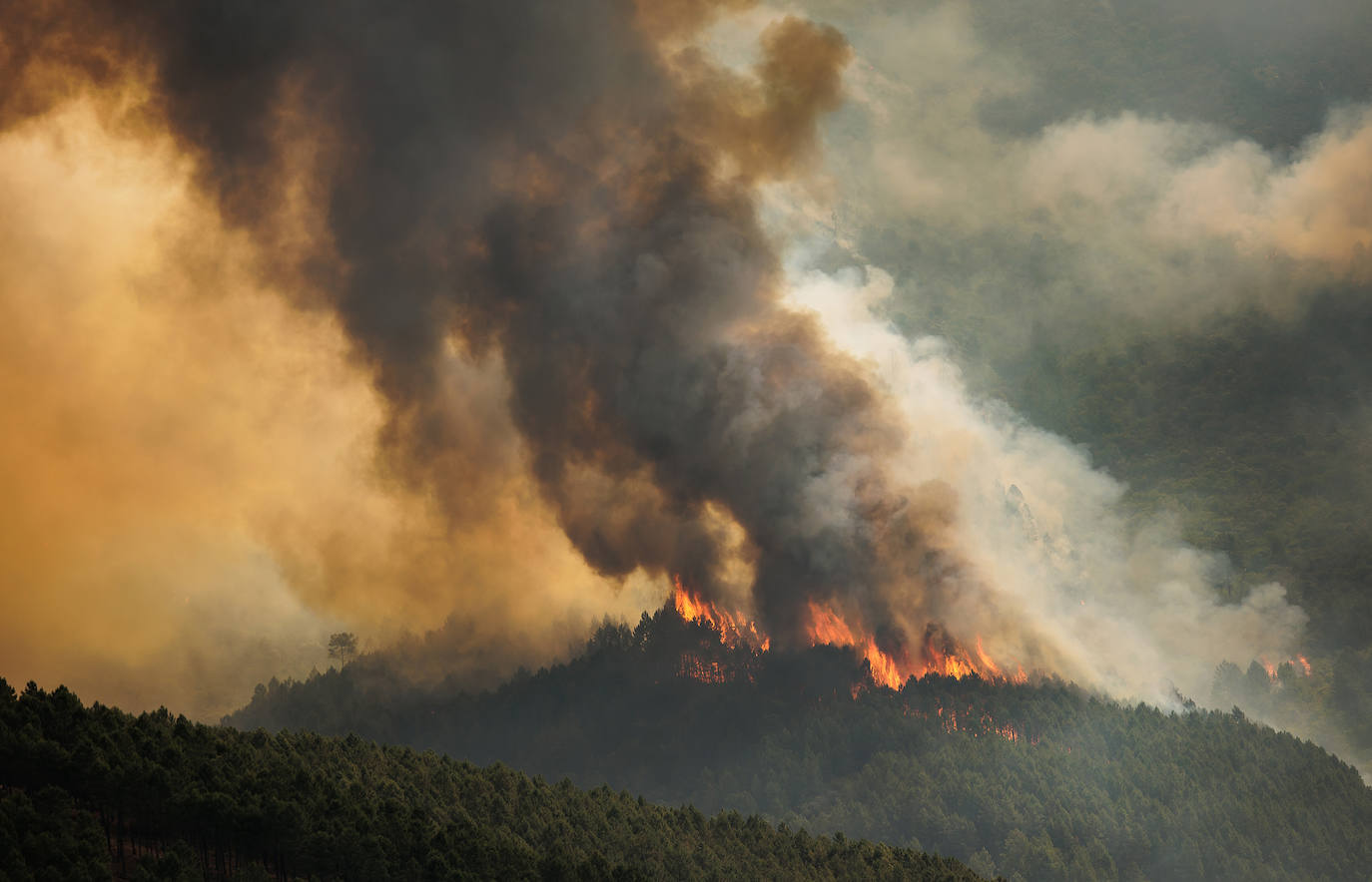 Medios aéreos y de tierra de Castilla y León colaboran Las Hurdes y la Sierra de Gata