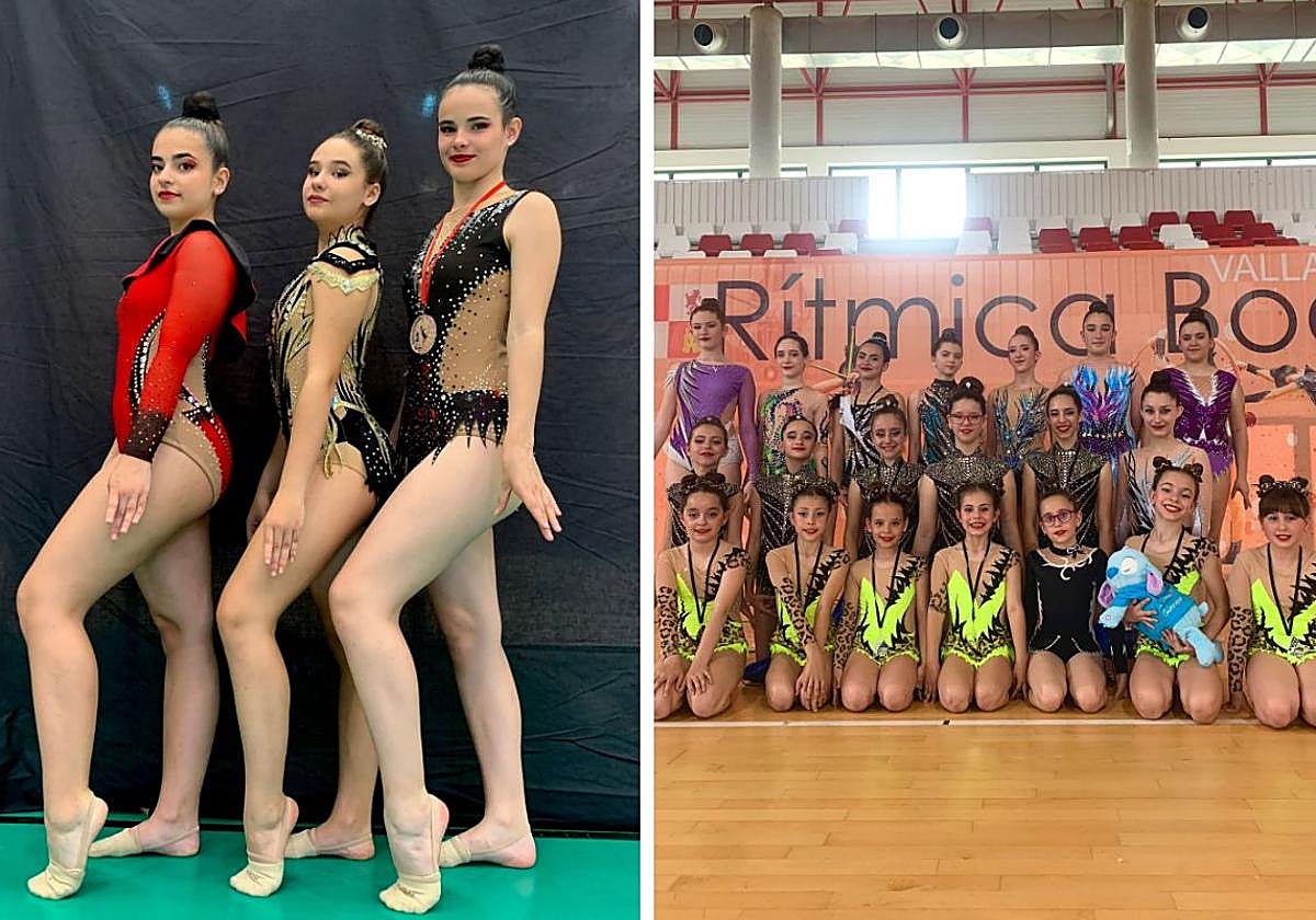 Gimnastas del C.D.Salmantino Gimnasia en las pruebas disputadas el pasado fin de semana.
