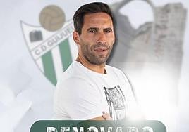 Montaje con el que el CD Guijuelo ha anunciado la renovación de Jonathan Martín.