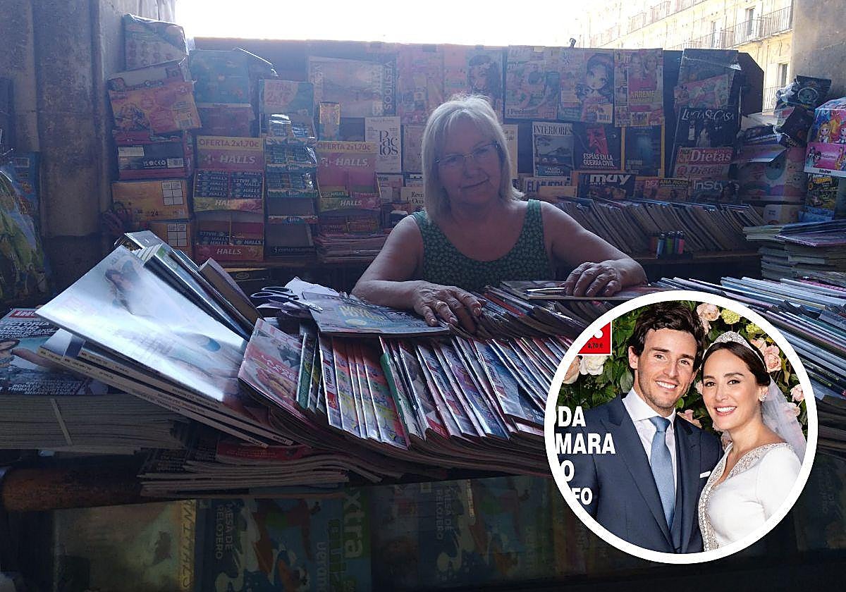 La quiosquera de la Plaza Mayor de Salamanca, este lunes.