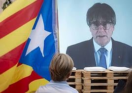 Puigdemont, en una intervención vía pantalla.