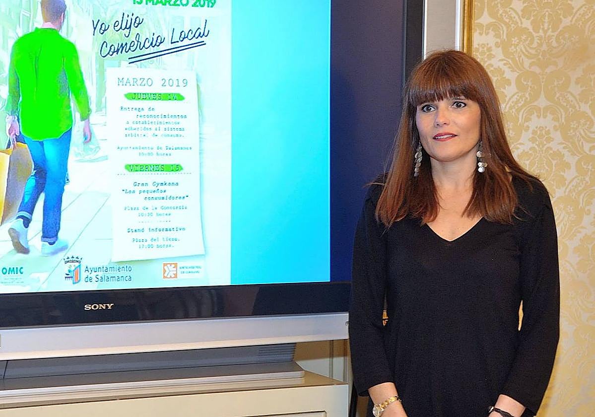 Almudena Parres, en un acto del Ayuntamiento de Salalamanca.
