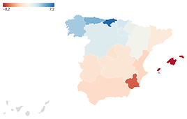 Mapa de flujos de turismo en el escenario de +4 grados de media.