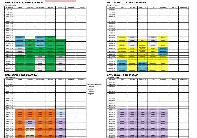 Algunos de los horarios de fútbol.
