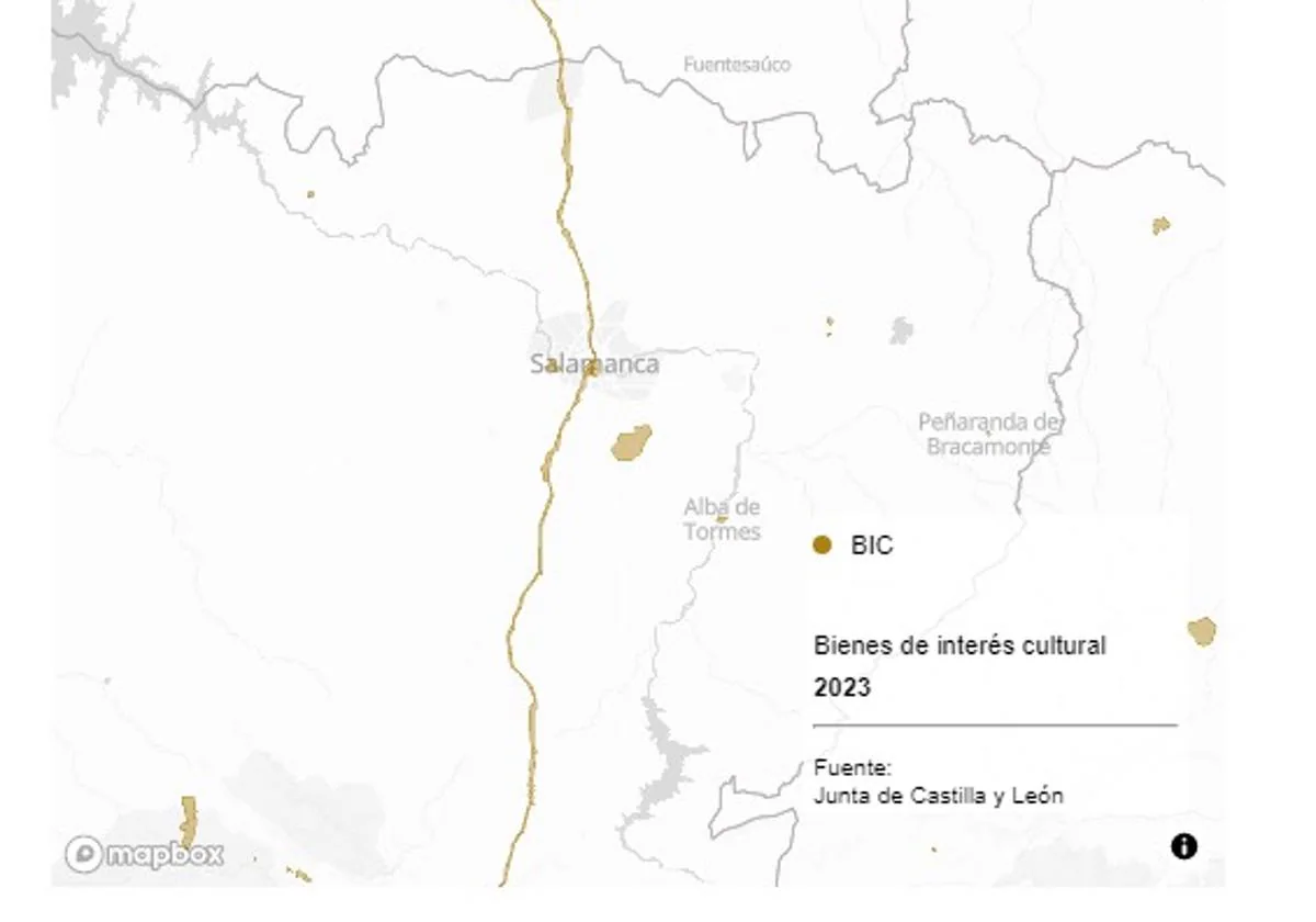 El mapa de los 289 Bienes de Interés Cultural repartidos por toda Salamanca