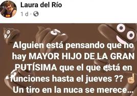 Mensaje en la cuenta de Facebook de Laura del Río.