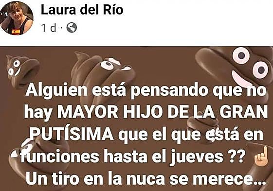 Mensaje en la cuenta de Facebook de Laura del Río.
