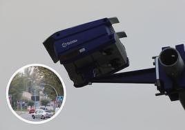 Una de las nuevas cámaras-radar y el tramo en el que va instalado