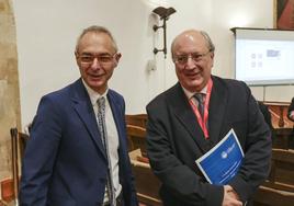 El rector de la Universidad de Salamanca, Ricardo Rivero, y el presidente del Consejo Económico y Social de Castilla y León, Enrique Cabero.