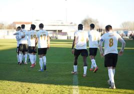 Jugadores del Salamanca CF UDS celebran uno de los goles.