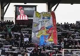 La grada de animación de Unionistas ante el Sporting en la Copa.